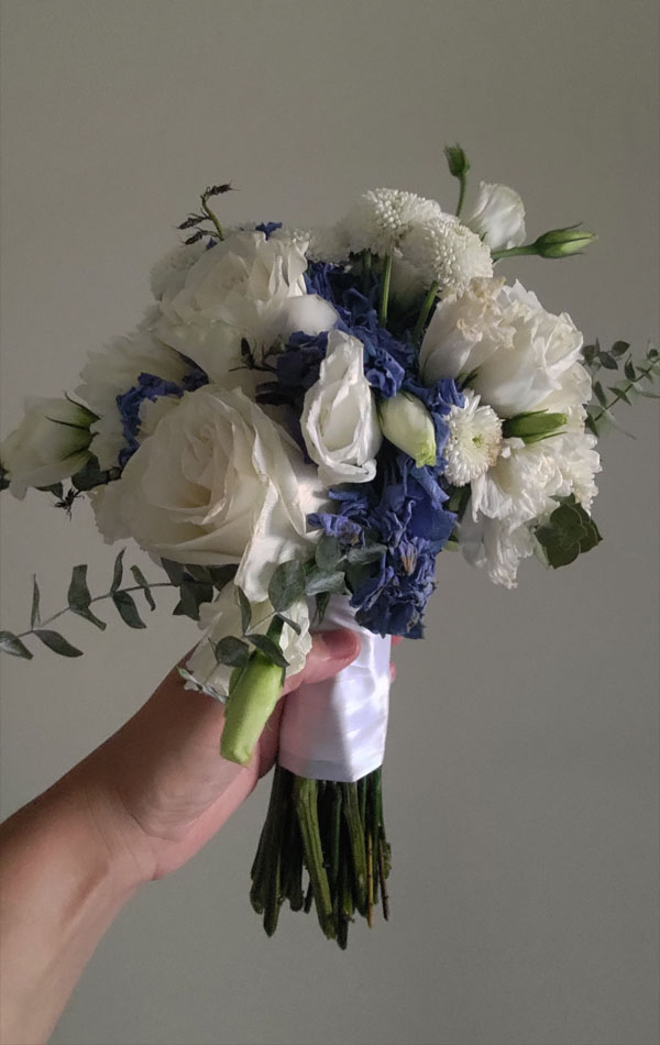 Bouquet de Noiva –  Hortências e Delfiniuns Azuis
